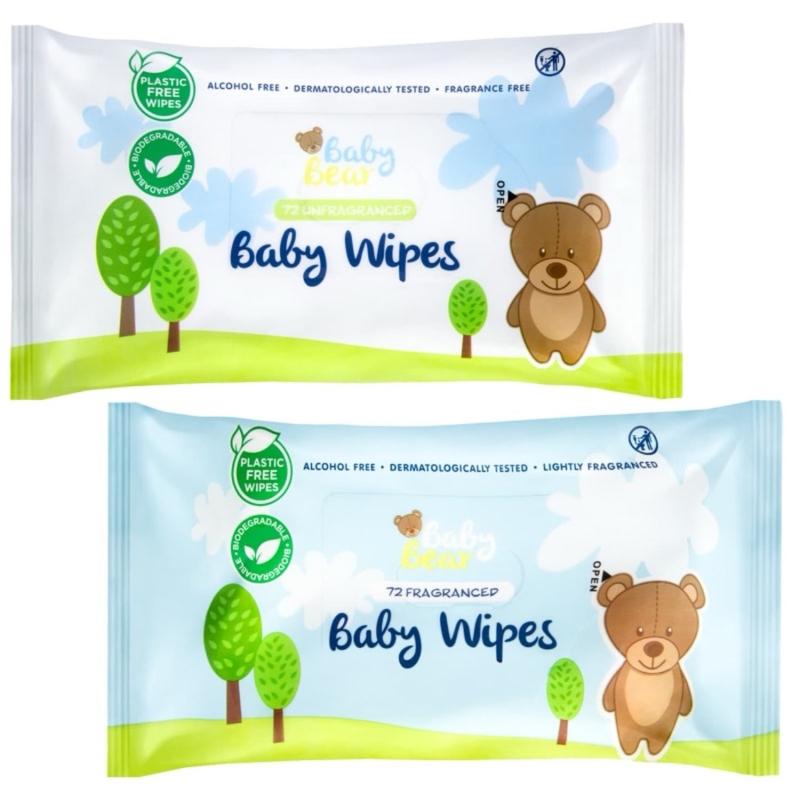 Baby Bear Baby Wipes 72pk - Fragranced, Gentle and Absorbent 0