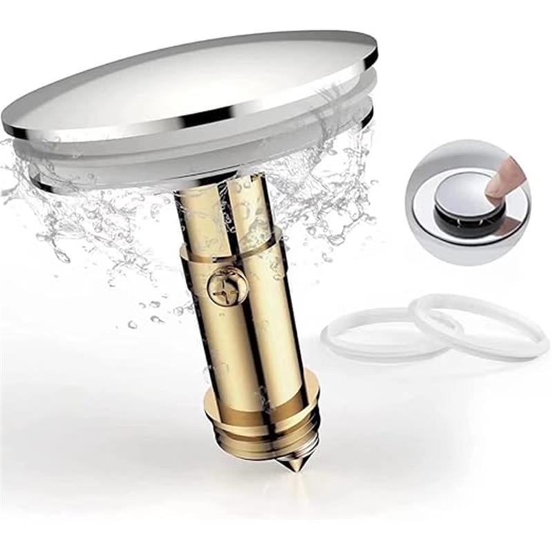 Pop Up Sink Plug Replacement for Washbasin Brass Chrome, Sink Drain Plug Pop Up Waste Plug Basin Plug Click Clack Push Plug Stopper for Bathroom Vanity Sink, 38mm Cap 1