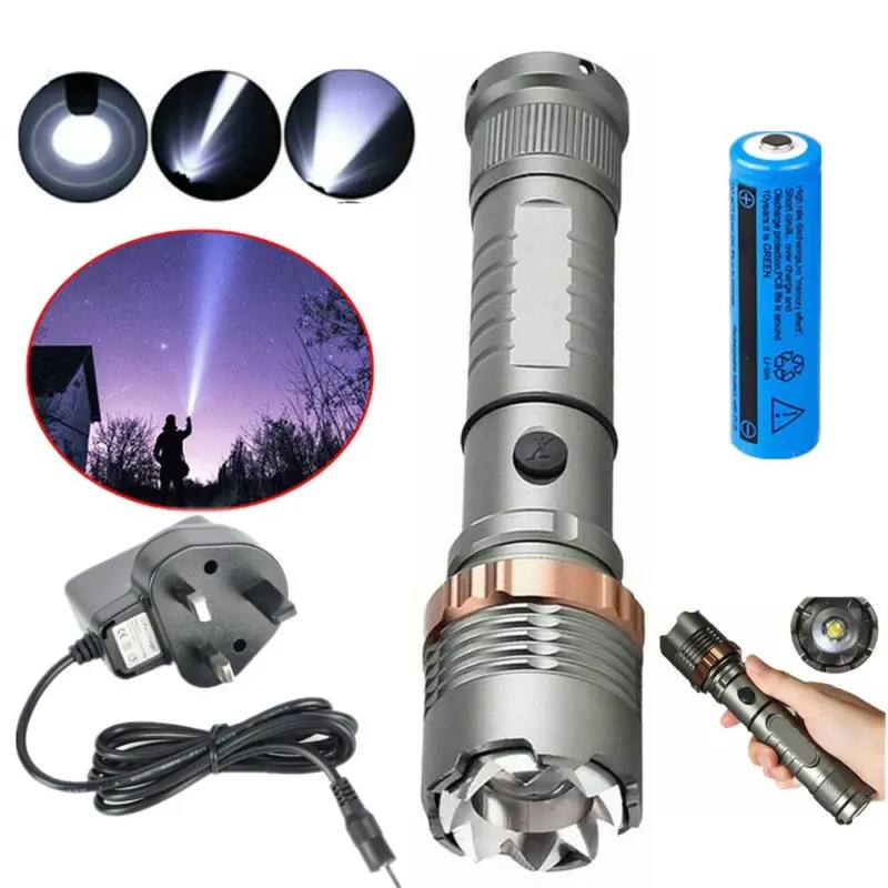 5 modes flashlight battery reportable 1200000LM tactical LED flashlight rechargable camping 100000  lumen  flashlight ceiling  light 4