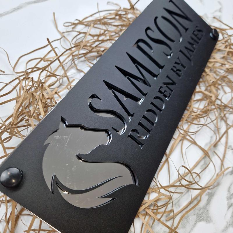 Black and Silver Mirror Horse Stable Name Sign Personalised just for you! 1