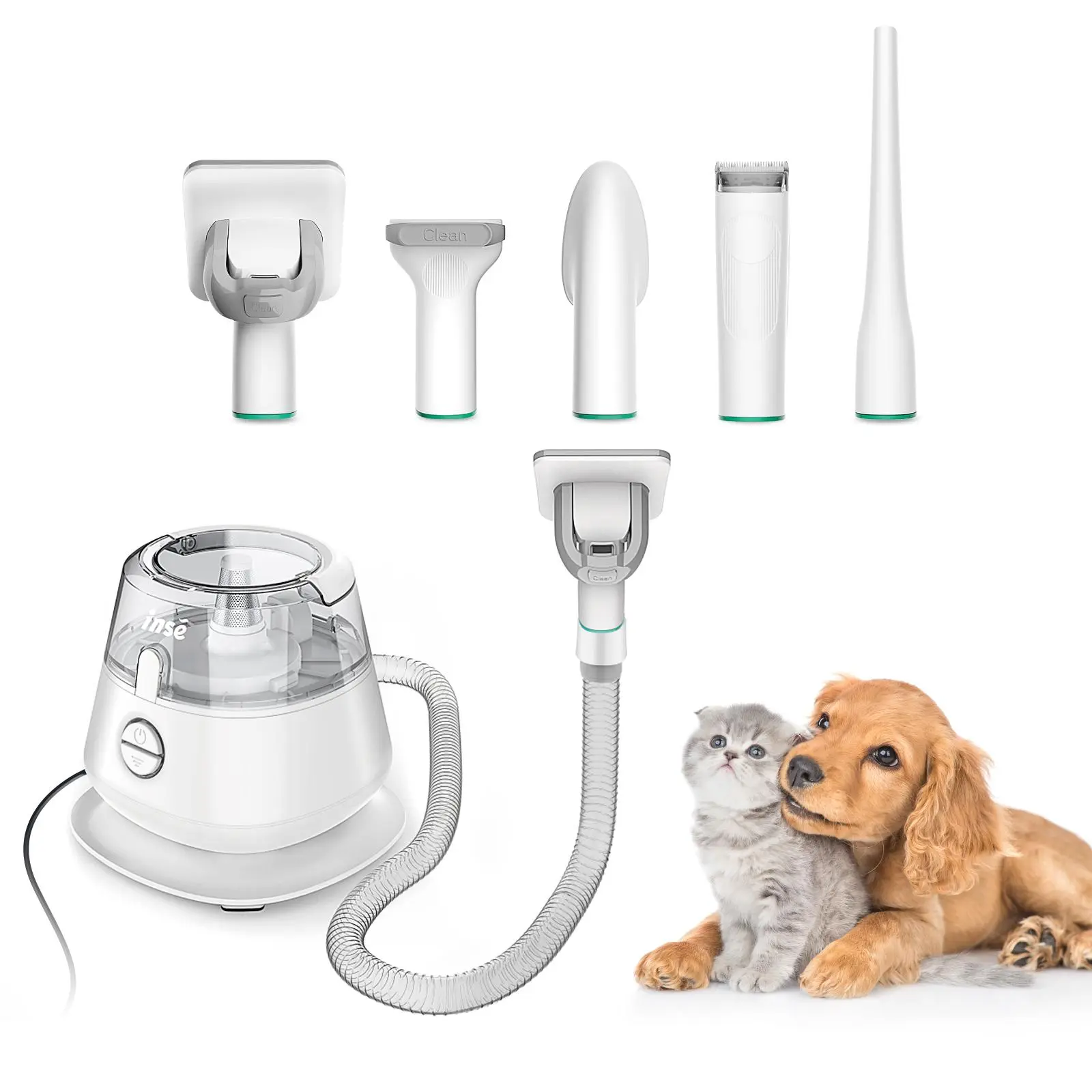 INSE P20 Pet Grooming Kit & Dog Hair Vacuum, Dog Grooming Kit Suction 99% Pet Hair, Large Dust Cup Pet Hair Vacuum with Clipper for Dogs, 5 Pet Grooming Tools for Shedding Pet Hair