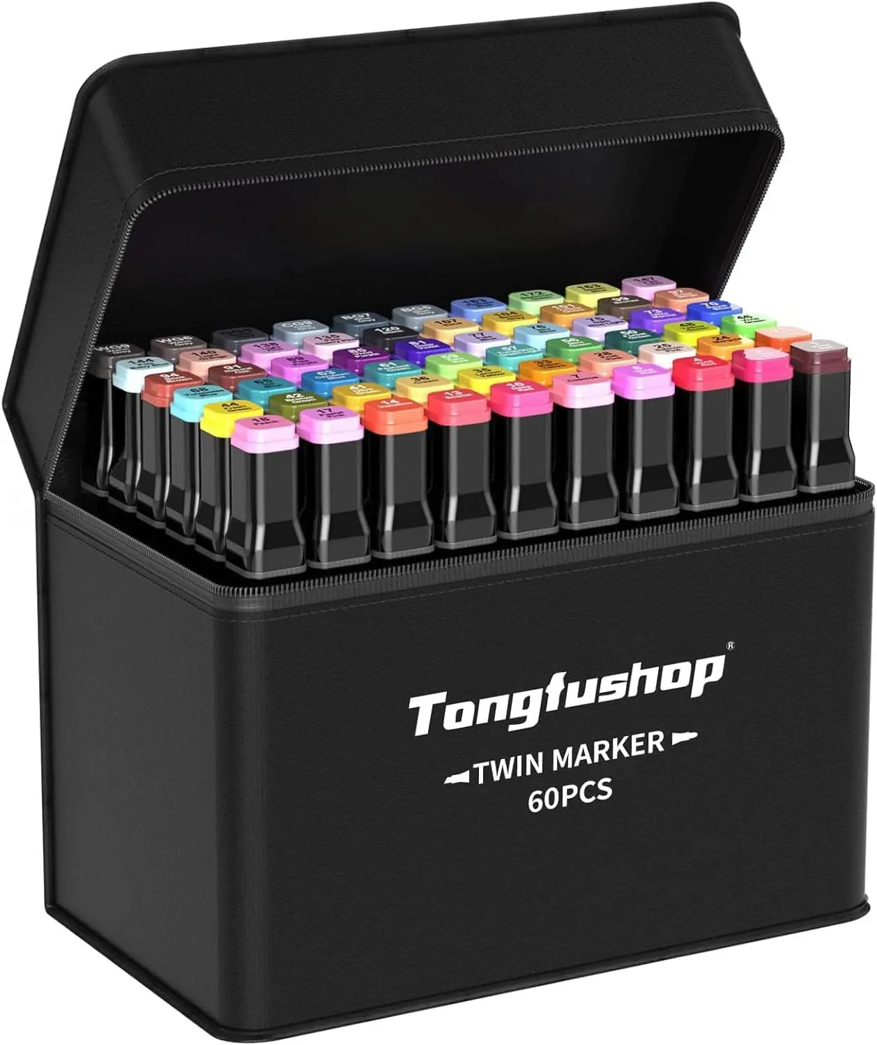 Tongfushop  Colored Marker Set, Colouring Pens, Markers, Art Pens for Drawing, Sketching, Anime and Manga Colouring Books Adults, Double Tip Markers with Black Bag and Storage Base