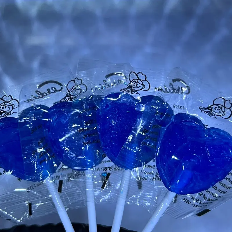 10 x blue raspberry heart lollies, TEN LOLLIES, heart lollipops, raspberry lollipops Fruity 4