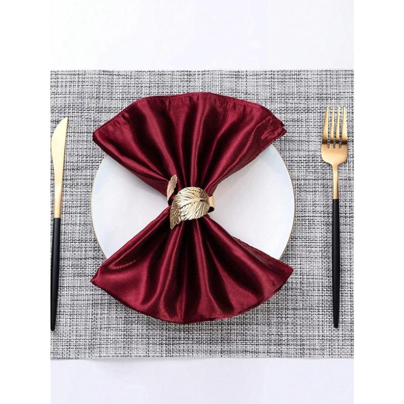 6pcs Leaf Design Napkin Ring, Minimalist Stainless Steel Napkin Holder Ring For Dinner Table Valentine DAY, Valentines Wedding, Birthday 3