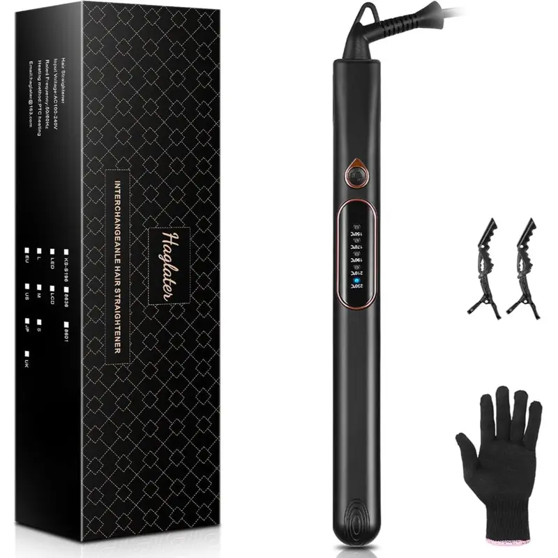 Straighteners for Women, Haglater 2 in 1 Hair Straightener and Curler Ceramic Plates Flat Iron with Adjustable Temperature LCD Display Straightening Styling Tool for Long Hair 7