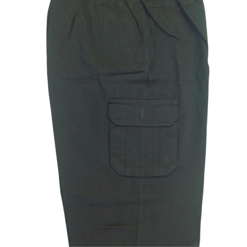 Mens 3/4 Cargo Shorts Elasticated Waist Modest Wear Three Quarter Below Knee Long Multi Pockets Pants. Plain Casual 2