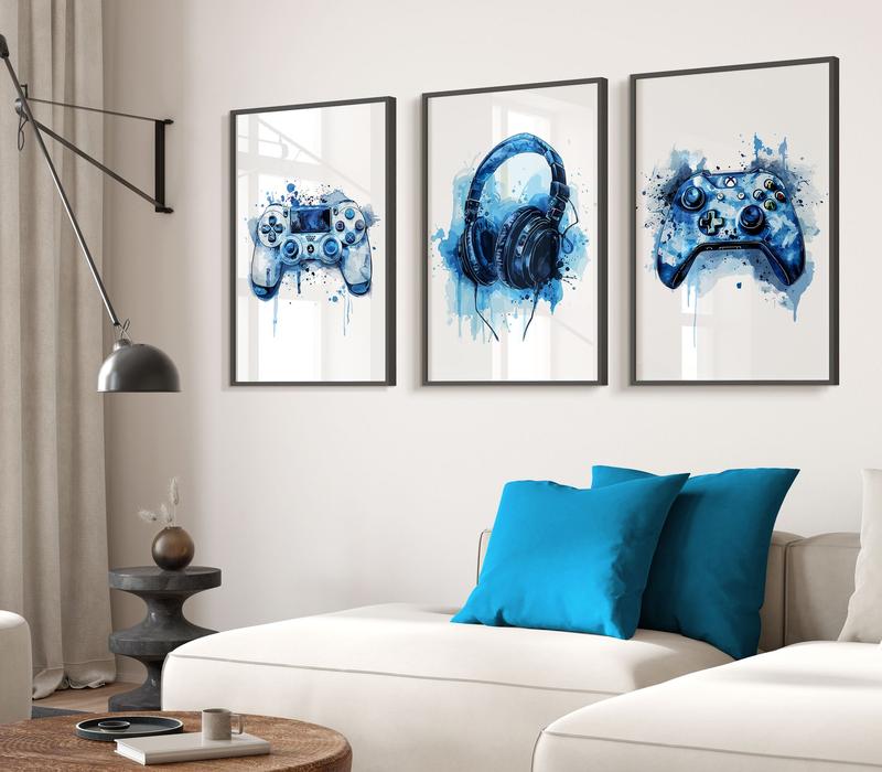 Graffiti Gaming Art Set - Urban Gaming Vibes - Set of 3 Gaming Wall Art - A4 and A3 Size Prints - Perfect Gift for Gamers - Colour Burst Gaming Prints - Gaming Ornaments - Cool Gaming Posters - Christmas Gifts - Birthday Gifts - Gamer Gifts - Gift For Son 1