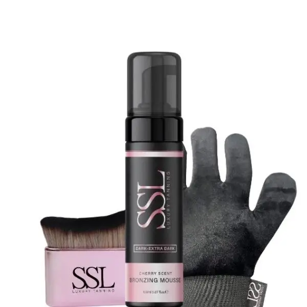 SSL Tan with 5 Finger Mitt and Luxury Kabuki Brush for a Flawless Look - Cosmetic, Body Care Smooth