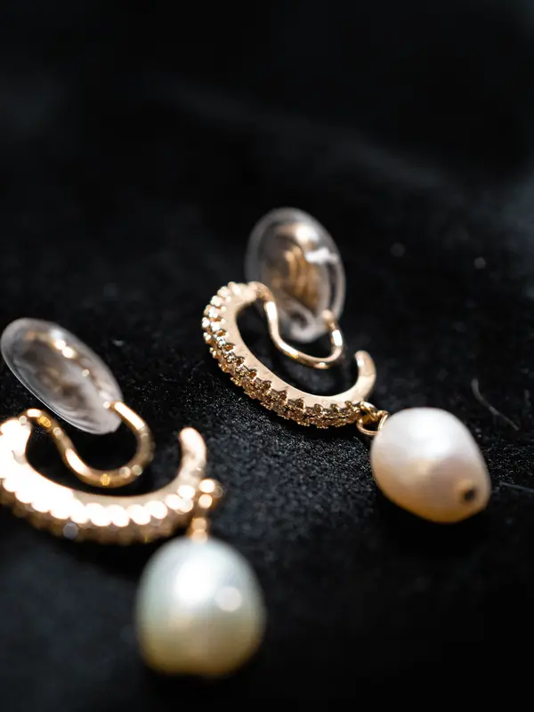 Baroque Pearl Clip on Earrings, Pearl&CZ Dangle Clip on Earrings, Bridal Clip on, Drop Clip on Earrings, Wedding Earrings, Invisible Clip on 5