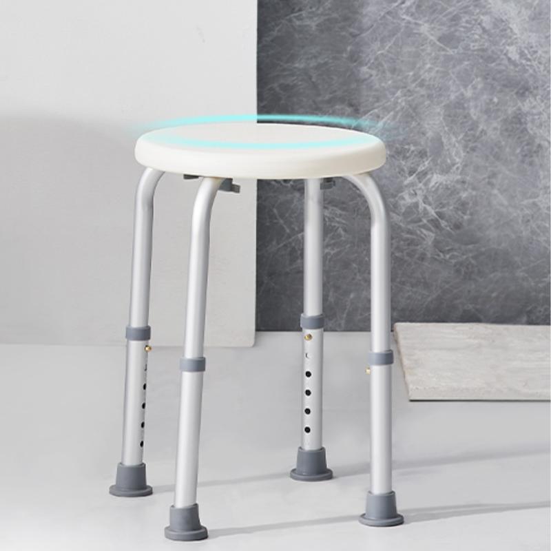 Product Introduction of Non-slip Adjustable Round Bath and Shower Stool Seat Chair Lightweight Aluminium Shower Chair for Inside Shower, Adjustable Height Shower Stool, Non-Slip Bench Bathtub Seat Stool for Elderly Disabled Adults Handicap, 7