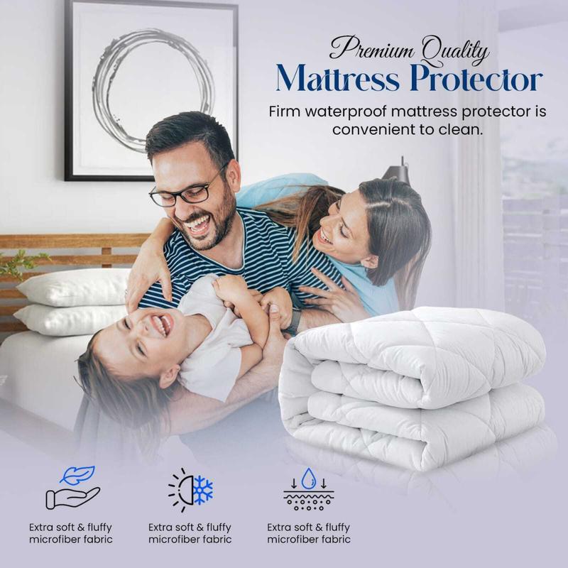 Extra Deep Quilted Mattress Protector 100% Cotton Extra Deep Fitted Cover for All Sizes Breathable Anti-Allergy 6