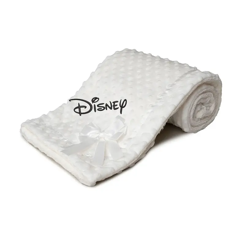 Royal Icon - Personalise Or Plain Baby Blanket Embroidery Name on Soft Dots Blankets Wrap With Bow Gift For Baby Boys Girls Ri242 5