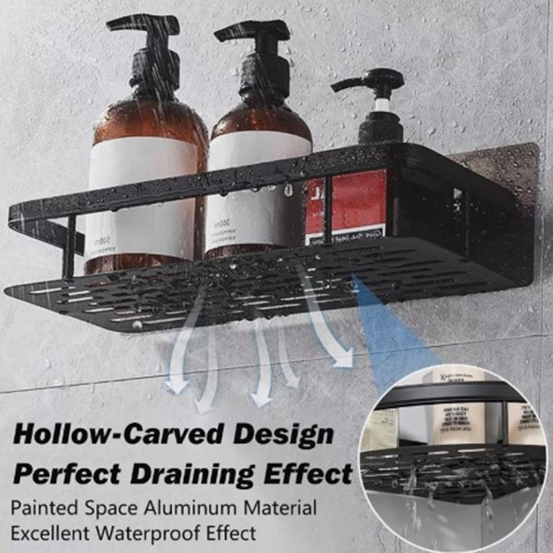 2Pcs Bathroom Shower Caddy Shelf Organizer No Drill Wall Mounted Shower Shelves Racks 8
