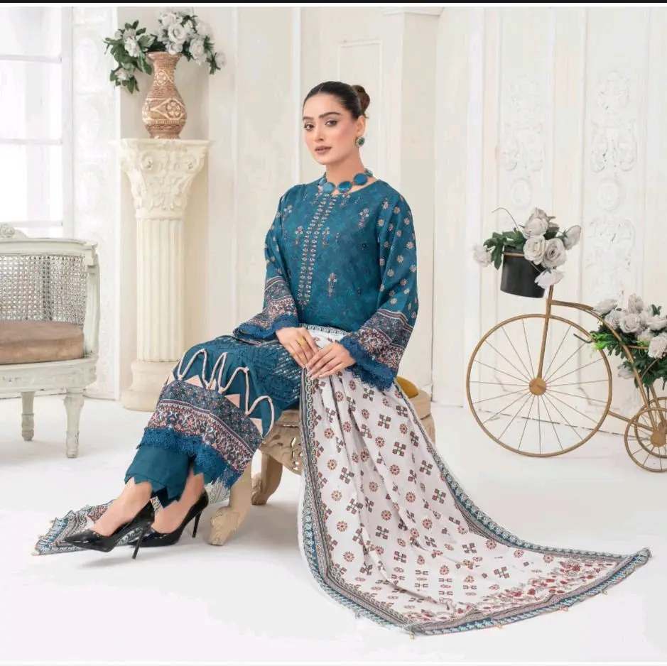 Digital Print & Embroidered Slub Khaddar Shirt - Primer Quality Ready to Wear clothes Traditional Womenswear Elegant Fabric Dress Formal Suit Aesthetic