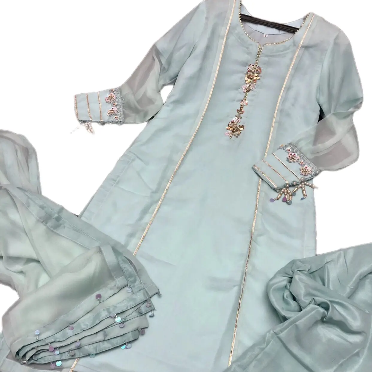 Nira loaded sleeve kameez and palazzo Pakistani suit