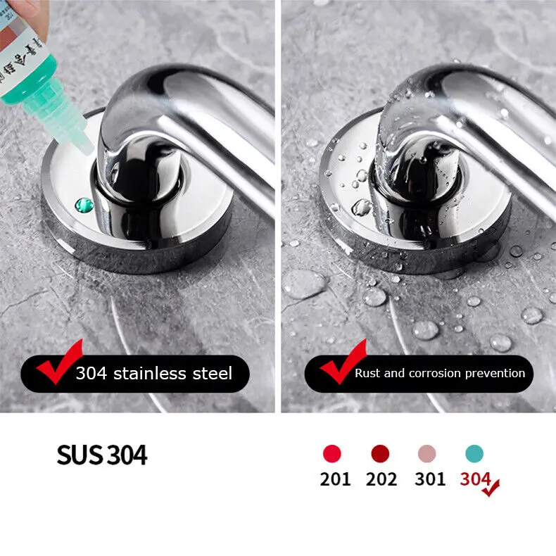 30/40/ 50cm Bathroom Grip Shower Tub Grab Bar Safe Handle Handrail Rail Disabled Wall-mounted  non-slip Easy to install, stainless steel strong stability durable, reusable  waterproof 5