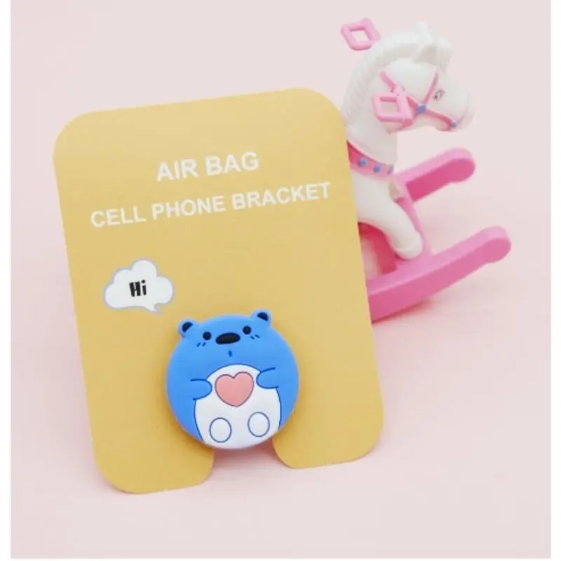 (Giveaway) 1 cartoon bear silicone phone holder Sticky desktop phone holder Soft silicone folding phone grip