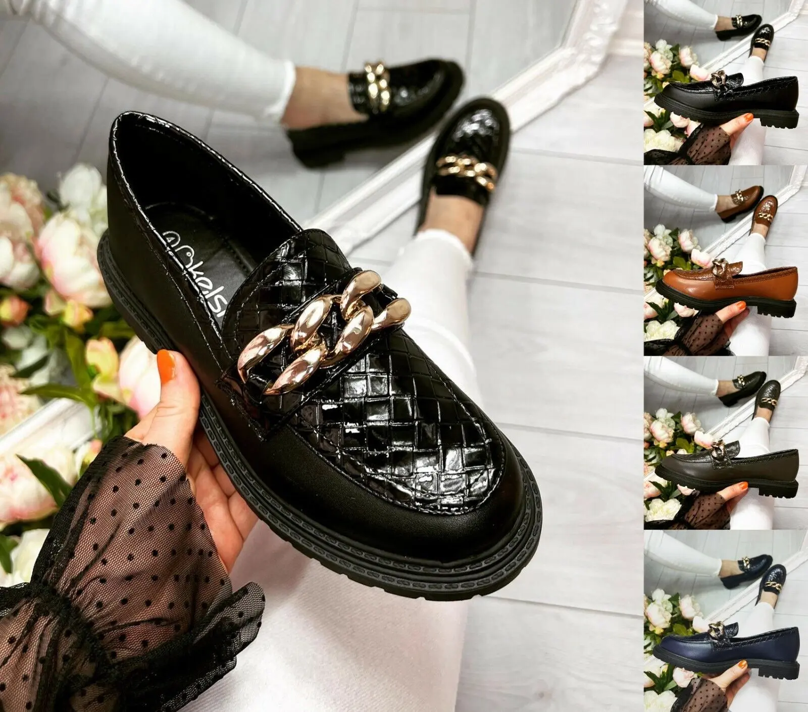 WOMENS LADIES FLAT LOAFERS COMFY WORK OFFICE PUMPS CLASSY BROGUE SHOES Walking Shoes Footwear