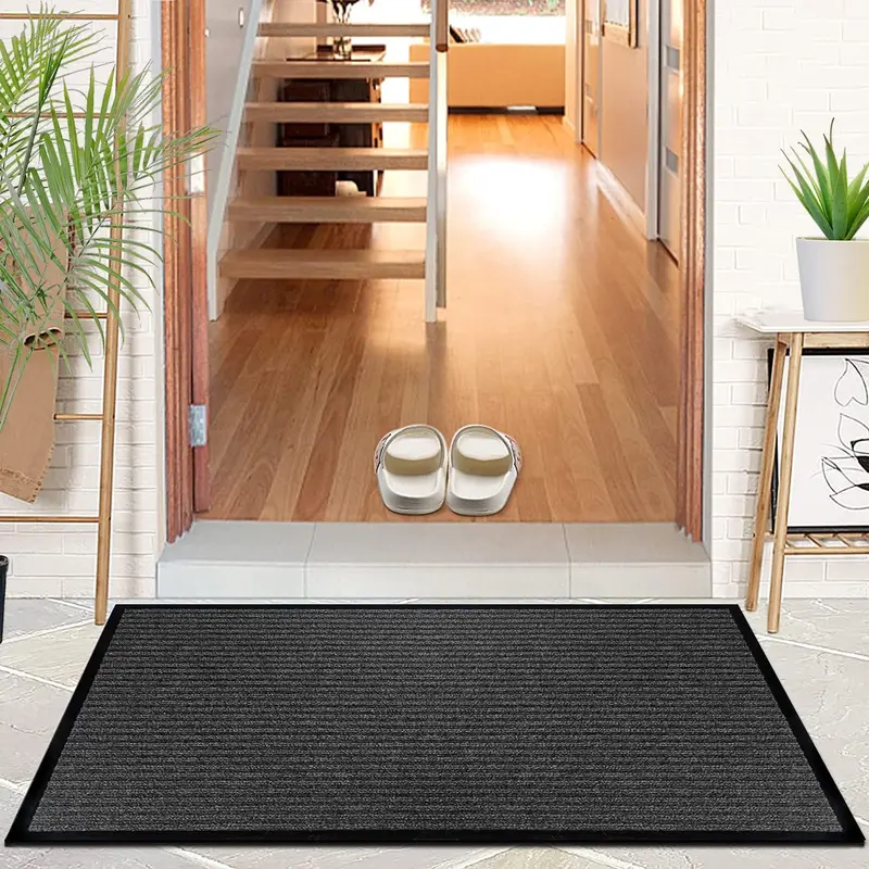 Dirt Trapper Door Mat for Indoor & Outdoor - Anti Slip Heavy Duty Waterproof Rubber Doormats - Washable Rug Mat & Front Door Carpet for Home Kitchen & Office (Grey, 44 x 75 cm) 5