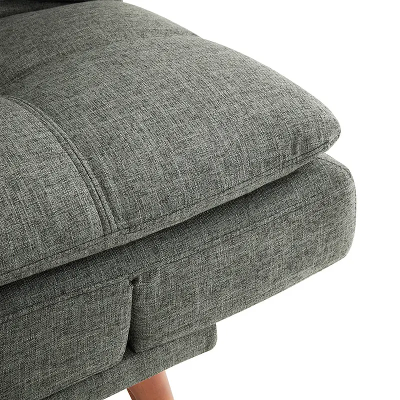 Duncan Fabric Sofa Bed With Wooden Legs and Adjustable Armrests, Light Grey 3