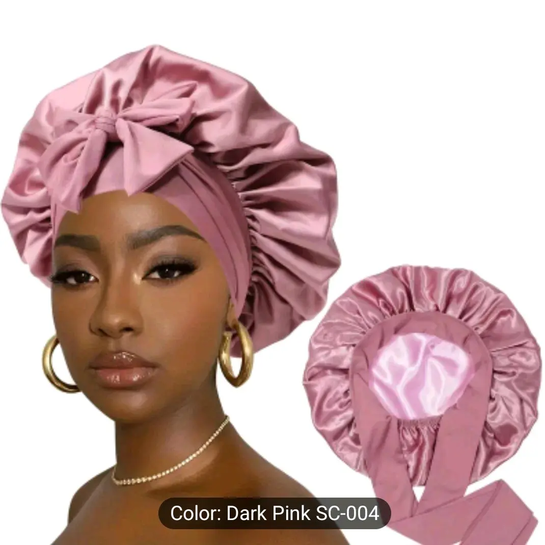 Silky Satin Night Sleeping Cap for Women - Adjustable Elastic Band with Tie, Soft and Gentle on Hair - Haircare