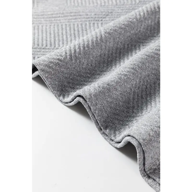 Gray Solid Color Textured Long Sleeve Shift Dress 8