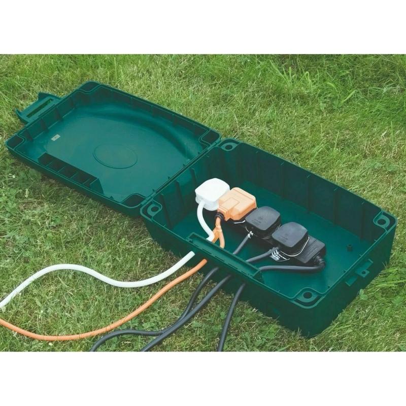 Masterplug Weatherproof Electric Box for Outdoors, 351 x 220 x 126.5 mm, green extension lead 5
