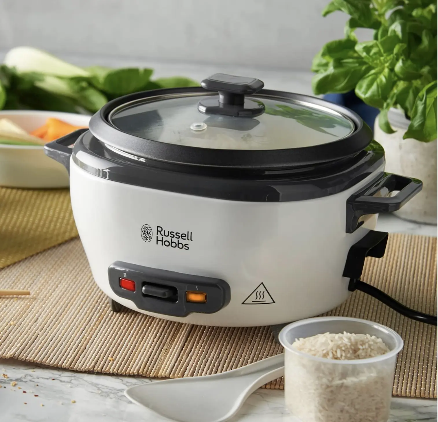 Russell Hobbs Electric Rice Cooker - 1.2kg  Removable non stick bowl, Dishwasher-safe bowl & lid, Steamer basket, measuring cup & spoon inc, Energy saving, 300W, 27030