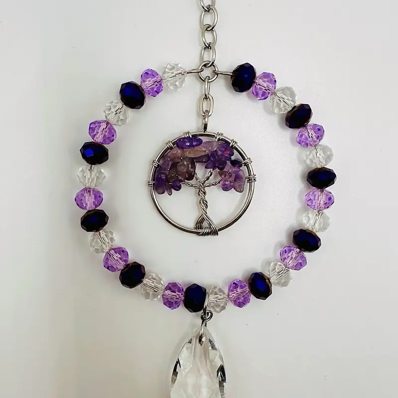 Amethyst Tree Of Life Sun Catcher Handmade Hanging Home Decor Natural Crystal 2 Sizes Available 4
