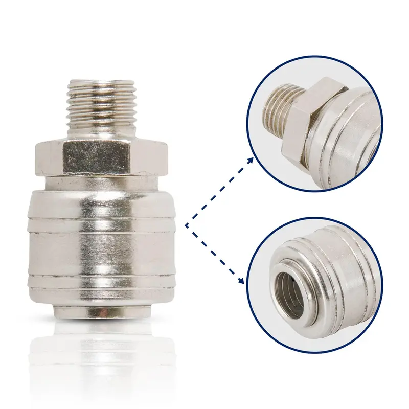 Euro Air Line Fitting Quick Release For Compressor Hose 1/4" BSP Male Thread 1
