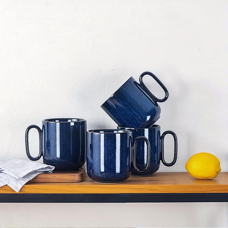Product Introduction of Vicrays Ceramic Coffee Mug Set - 18 Ounce Large Stoneware Mug For Men Women - Unique Glazed Porcelain Mugs With Handle For Coffee Latte Tea Milk Cocoa - Set Of 4 (Blue) 2