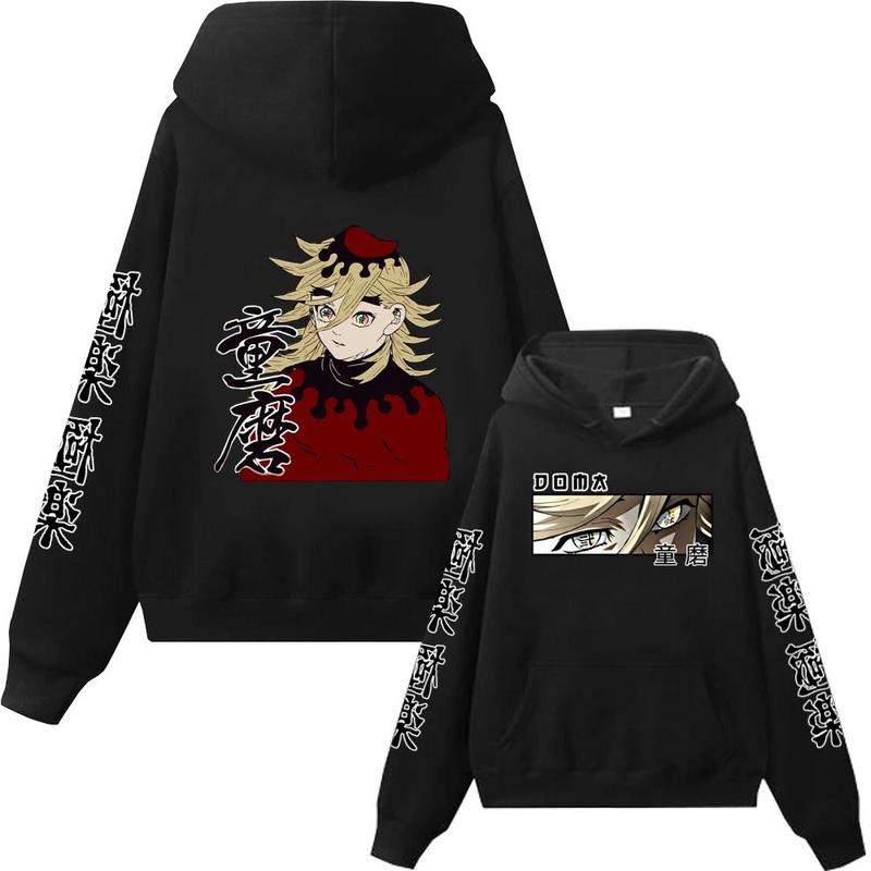 Men Women Casual Loose Clothing Harajuku Unisex Autumn Winter Warm Pullover Anime Demon Slayer Hoodie Douma Print Sweatshirt 1