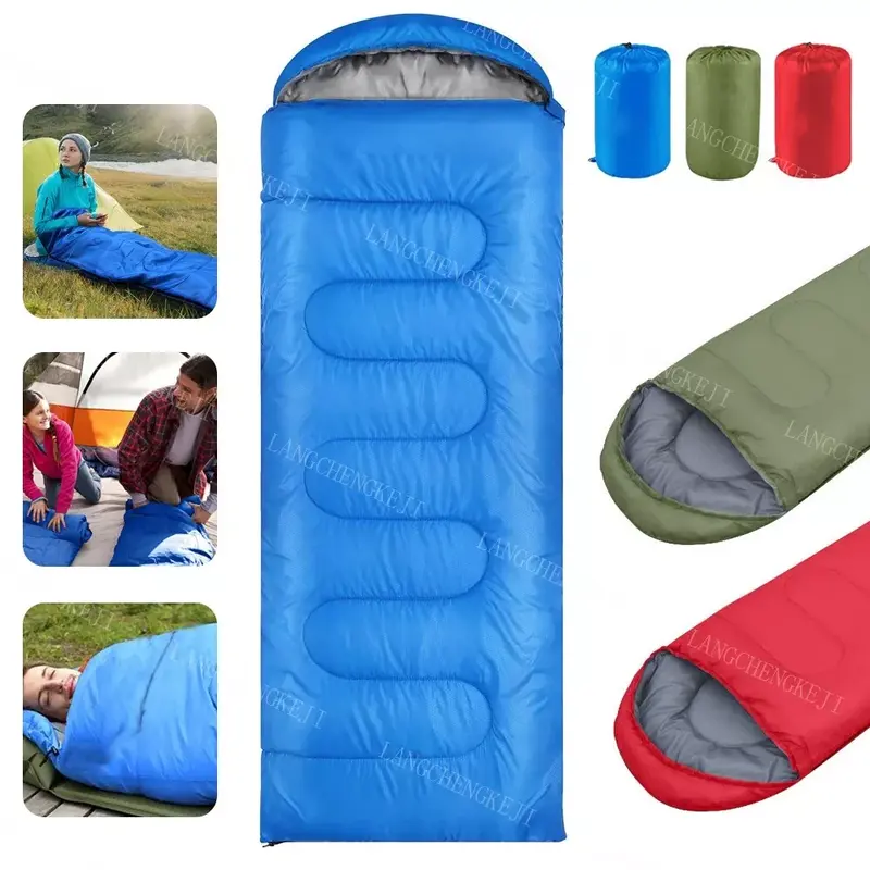4 SEASON SINGLE SLEEPING BAGS CAMPING RECTANGULAR ENVELOPE ZIP UP KIDS ADULT UK 1