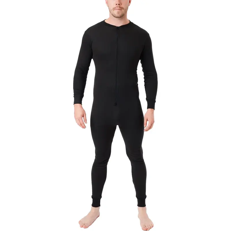 Mens Adults Thermal Underwear Onesie Thermal All In One Overall Body Suit Long Cotton Menswear 1