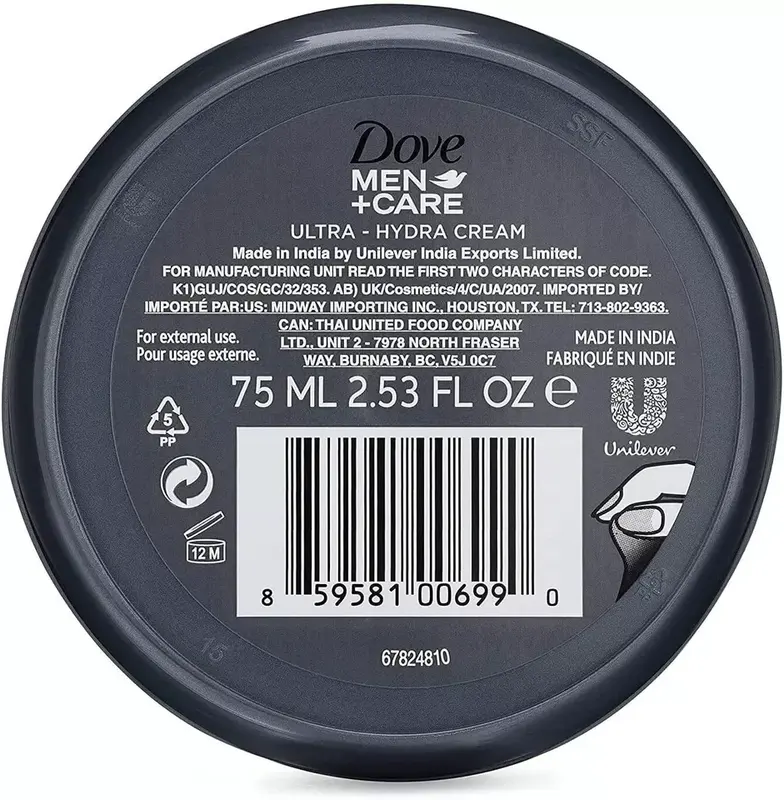 Dove Men+ Care Ultra-Hydra Care Cream Face, Hand & Body - 75 ml Moisture Skincare Comfort Moisturizer Hydrating Moisturizing 3