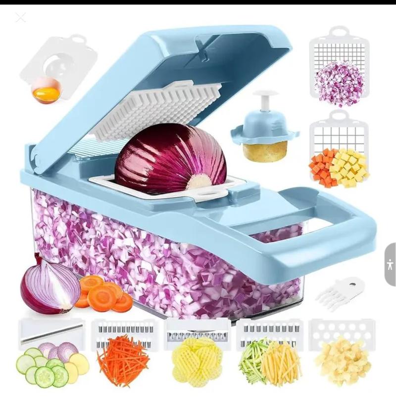Product Introduction of Malticolor Multi-functional Manual Vegetable Cutter, 1 Set Household Bandle Kitchen Accessories 13 in 1 Vegetable Chopper, Kitchen Mandoline, Vegetable Cutter, Slicer Fruits Dicer, Veggie chopper, Kitchen Gadgets, Useful Kitchen Utensils. 7