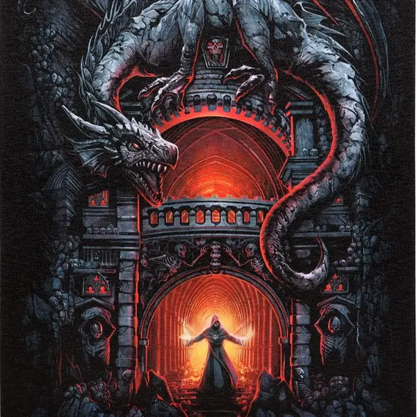 19x25cm Dragon's Lair Canvas Plaque by Spiral Direct - Gothic Supernatural Decor Gift Poster Artwork Decoration Artistic Wall Ornaments canvases home room Print 1