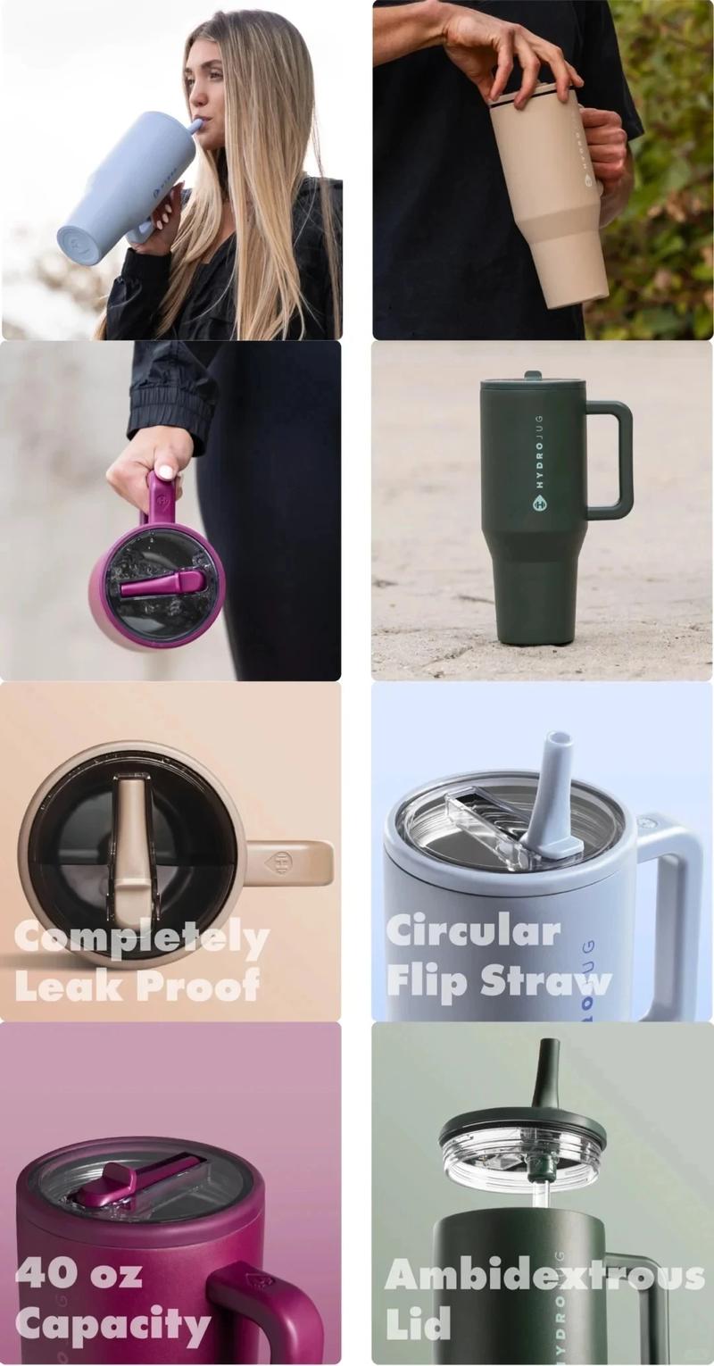 Product Introduction of HydroJug Tumbler 32OZ/40OZ Traveler Straw Lid Stainless Steel Vacuum Insulated Car Mug Double Wall Thermal Iced Travel 11