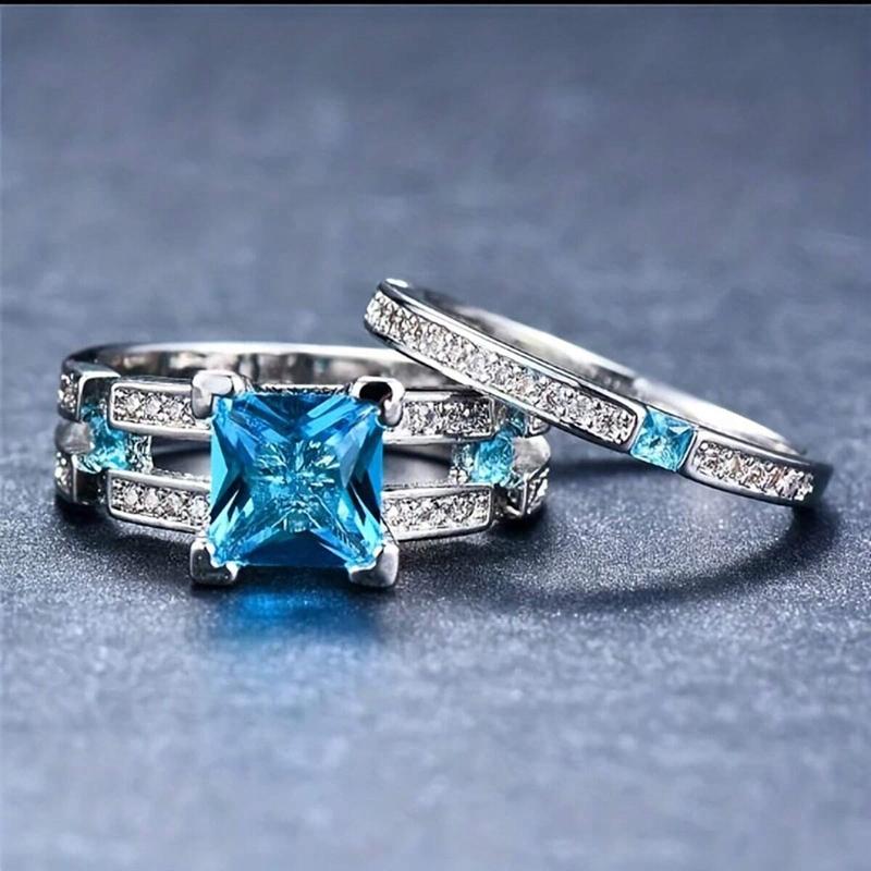 8mm Turquoise Ring, Couple Engagement Ring, Party Jewelry Holiday Gift 3