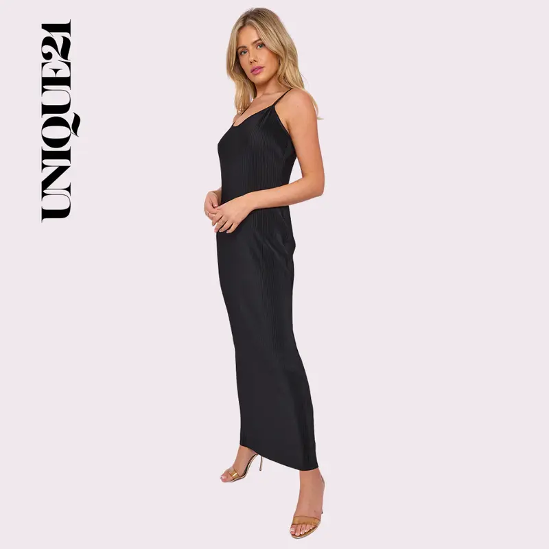 UNIQUE21 women Casual Loose Sundress Sleeveless Split Maxi Long Beach Dress 6