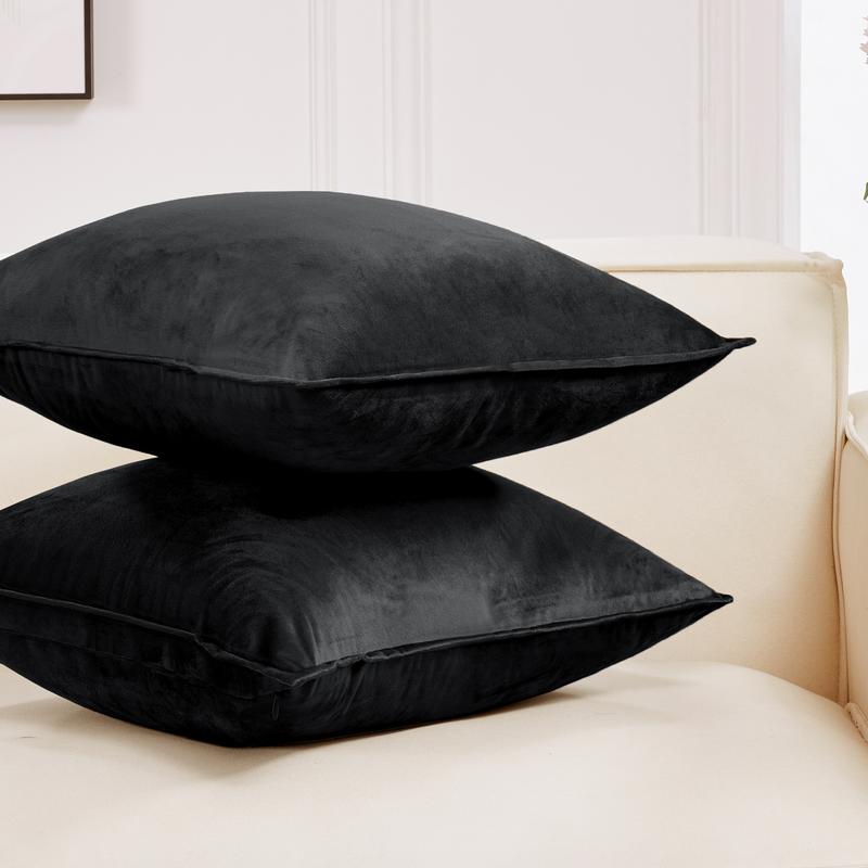 Deconovo Set of 2 Cushion Protectors Crushed Velvet Cushion Covers, Throw Pillow Cases Flanges Cushion Covers for Boys with Invisible Zipper 1