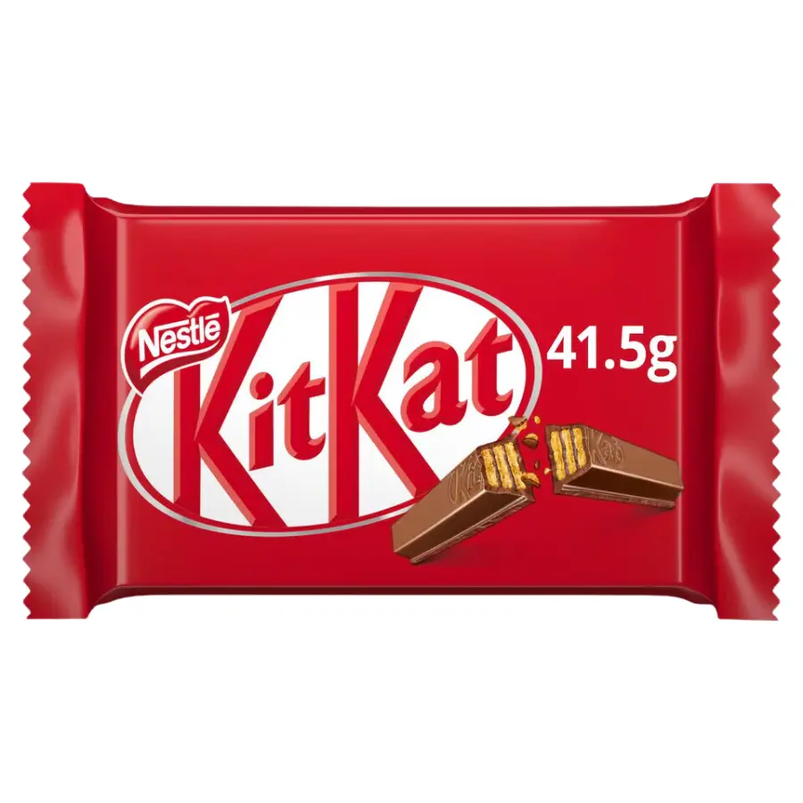 Nestle Kit Kat 4 Finger Milk Chocolate Bar 41.5g - 24 Pack | Four Crispy Wafer Fingers Covered with Milk Chocolate (66%).