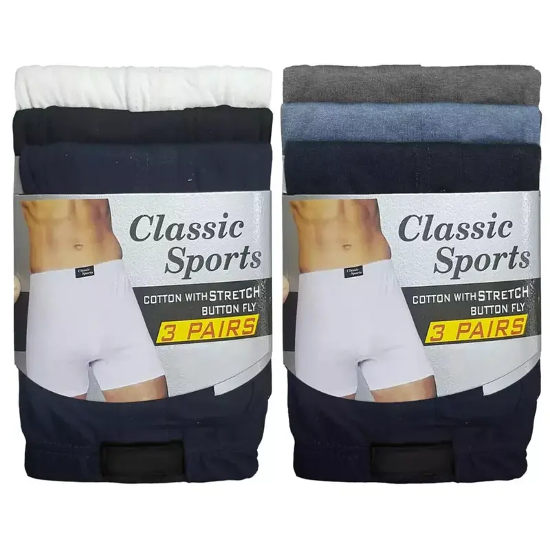 3 Pairs Mens Classic Boxer Shorts Briefs Comfort Fit Jersey Underwear Pants Assorted Colours Cotton Menswear 2