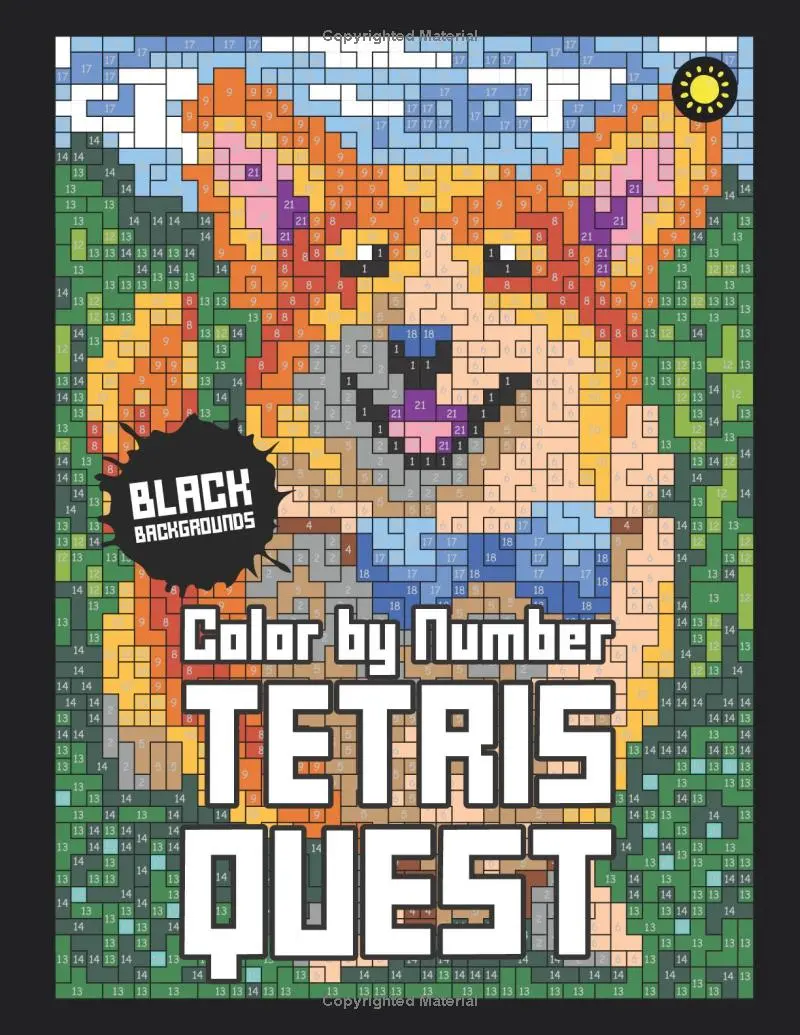 Tetris Quest Color By Number (Black Background): Color Quest Activity Coloring Book for Adults Relaxation