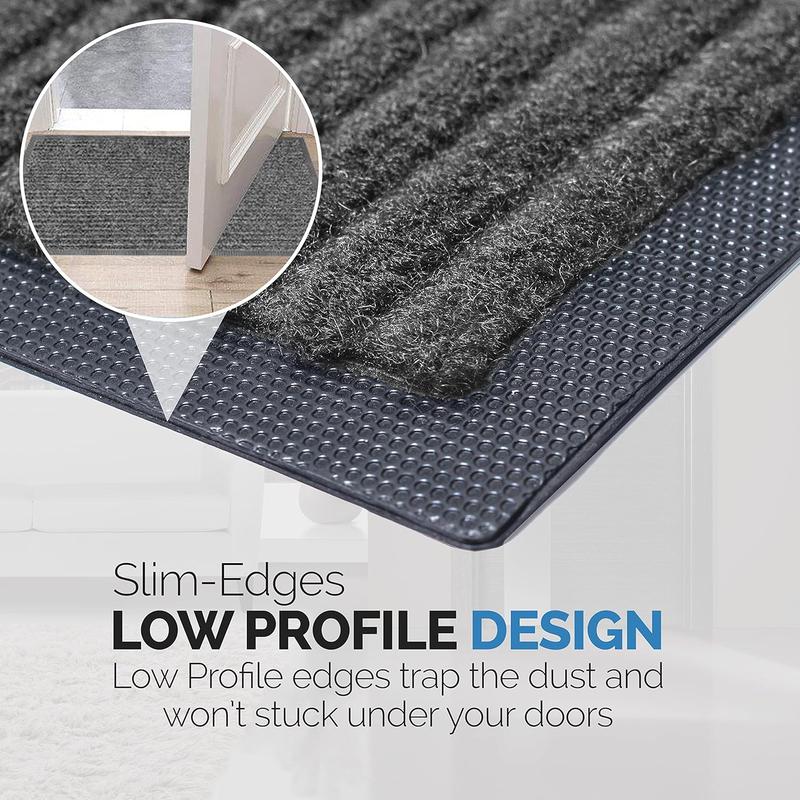 Dirt Trapper Door Mat for Indoor & Outdoor - Anti Slip Heavy Duty Waterproof Rubber Doormats - Washable Rug Mat & Front Door Carpet for Home Kitchen & Office (Grey, 44 x 75 cm) 3