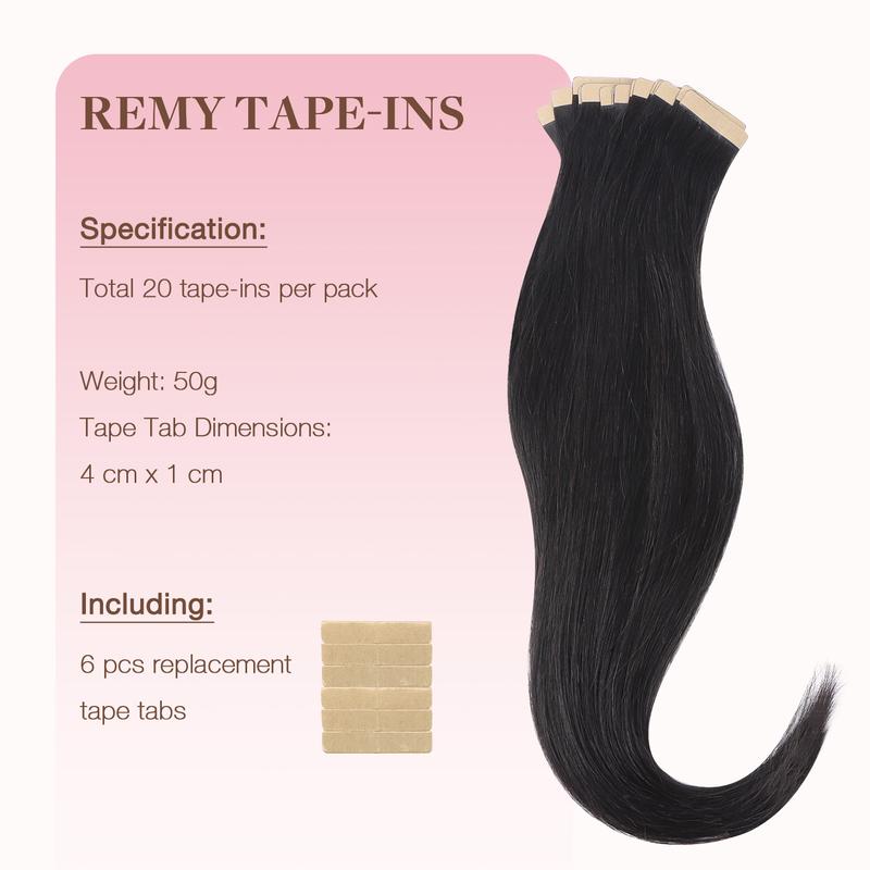 GOOGOO Hair Extensions Tape in Human Hair Natural Straight 1