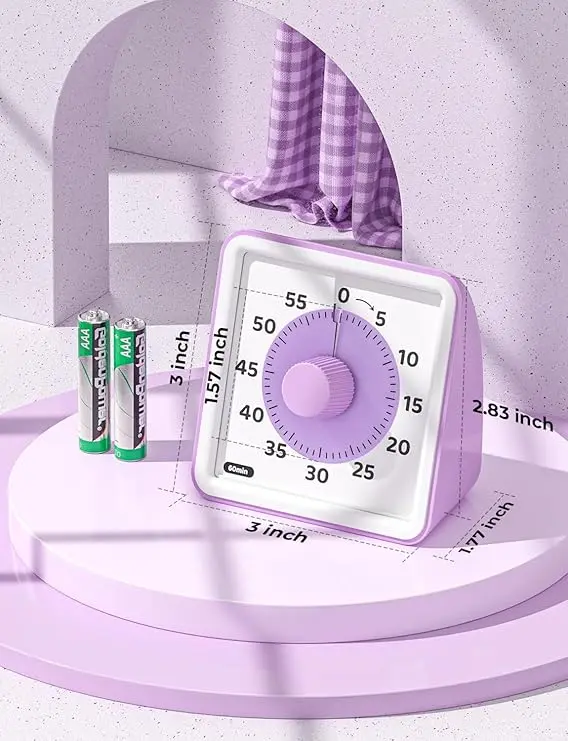 Visual Timer for Kids, 60 Minute Visual Countdown Timer Clock for kids Pomodoro Timer for Classroom Teaching Cooking 3