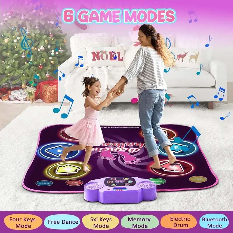 Kids Dance Mat - Dancing Blanket, Bluetooth Enabled, Built-in Music, Dancing Toy with 6 Game Modes and 3 Challenge Levels, Great Christmas Birthday Gift for Boys and Girls Over 3 Years Old 4