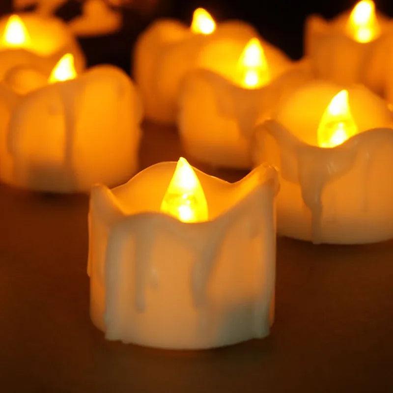 6/12Pcs Flickering LED Candles Warm White/Yellow Electric Candle Flameless Tealights for Wedding Valentine's Day Decoration 1