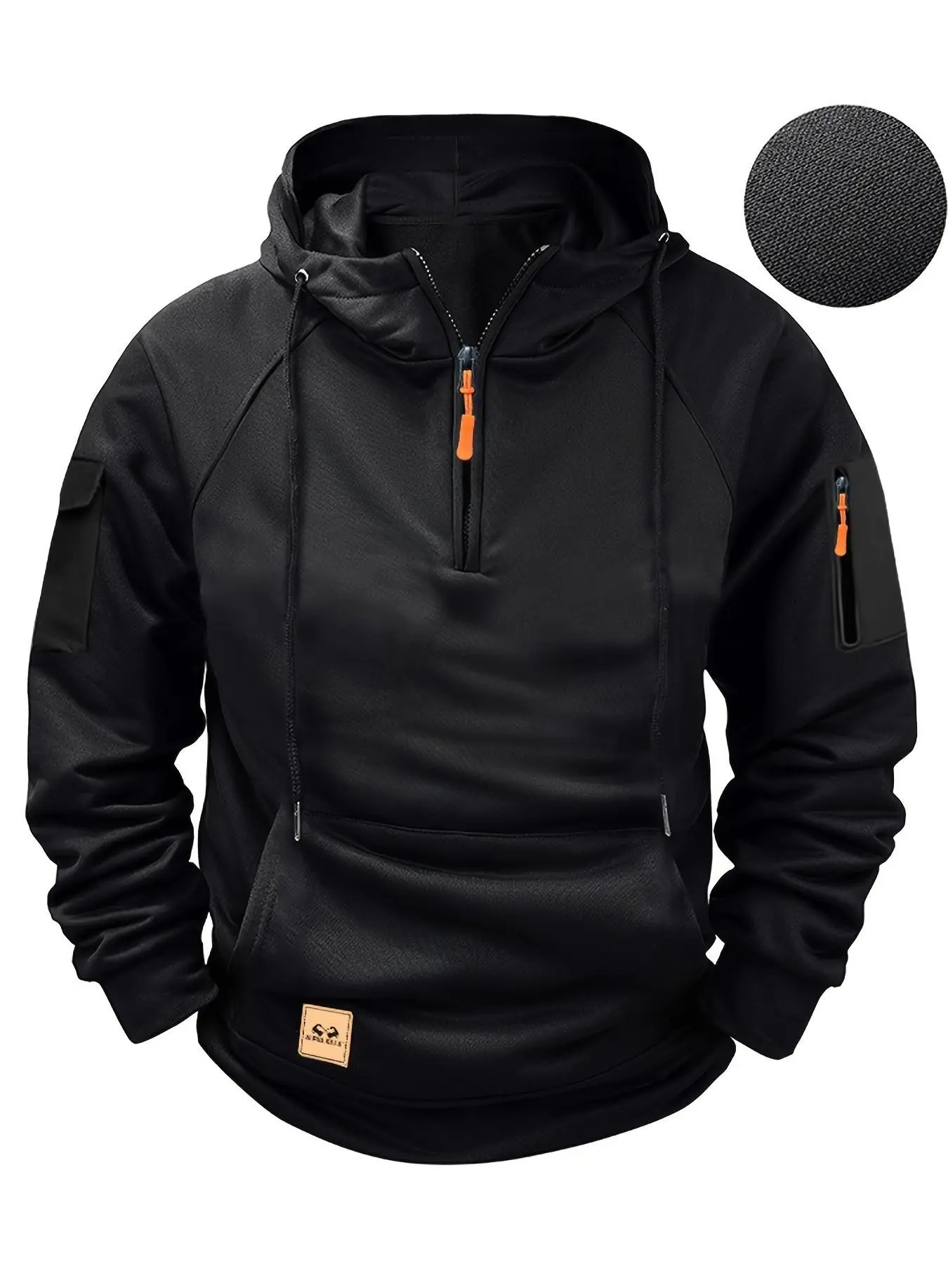 Hoodies & Sweatshirts, Men's Long Sleeve Hooded Henley Shirt, Casual Sports Pullover with Multiple Pockets, Polyester Knit Athletic Top for Autumn/Winter Menswear Tops Longsleeves Pullover. Wetsuit Beige Plain Hoodies Strings Daily Wear Comfortable Street